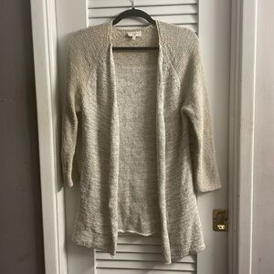 Project Open Draped Cardigan in a Beige Ombre, 3/4 Sleeves, Ribbon Weave Size S